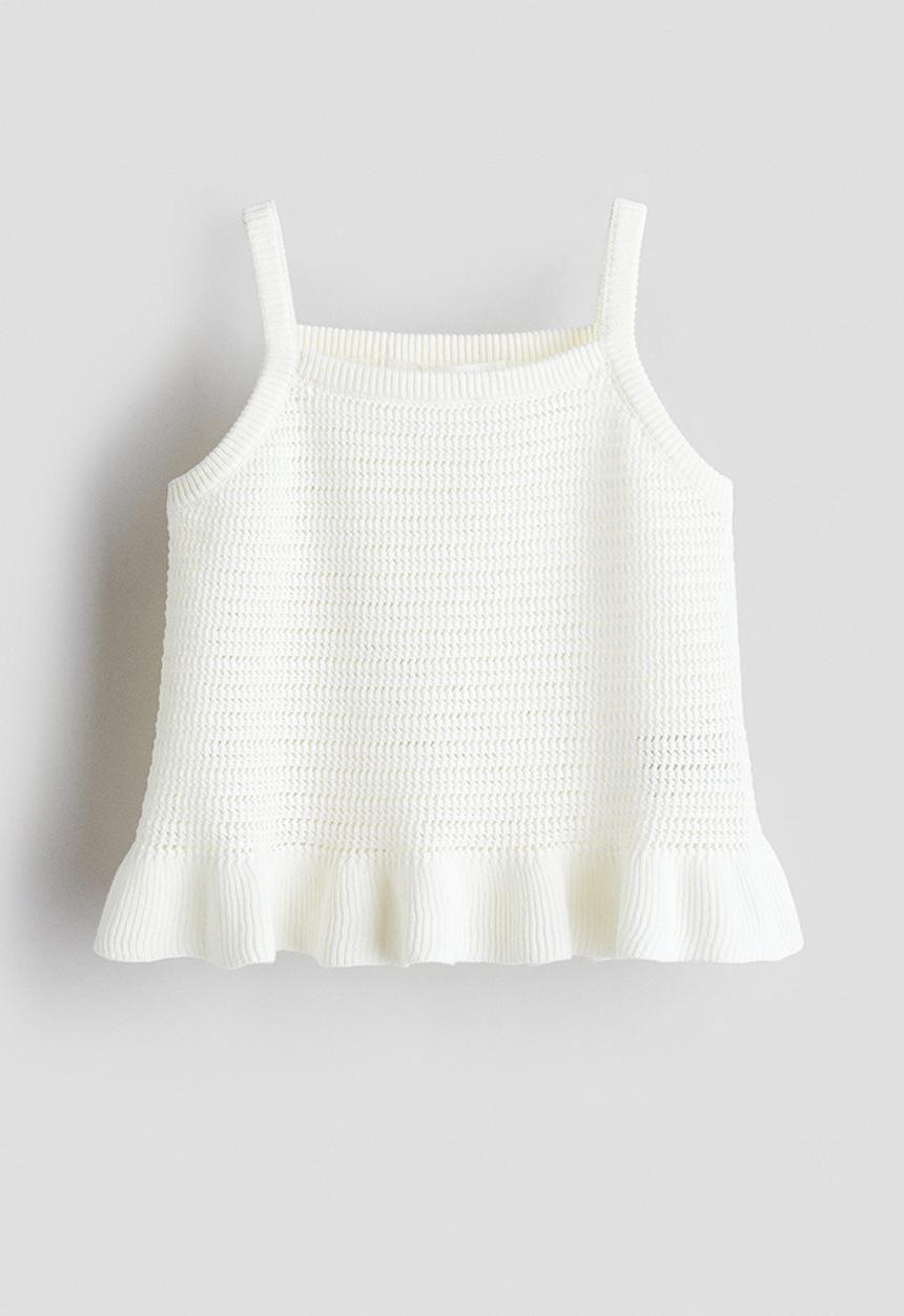 H&M - Cotton-knit strappy top - white