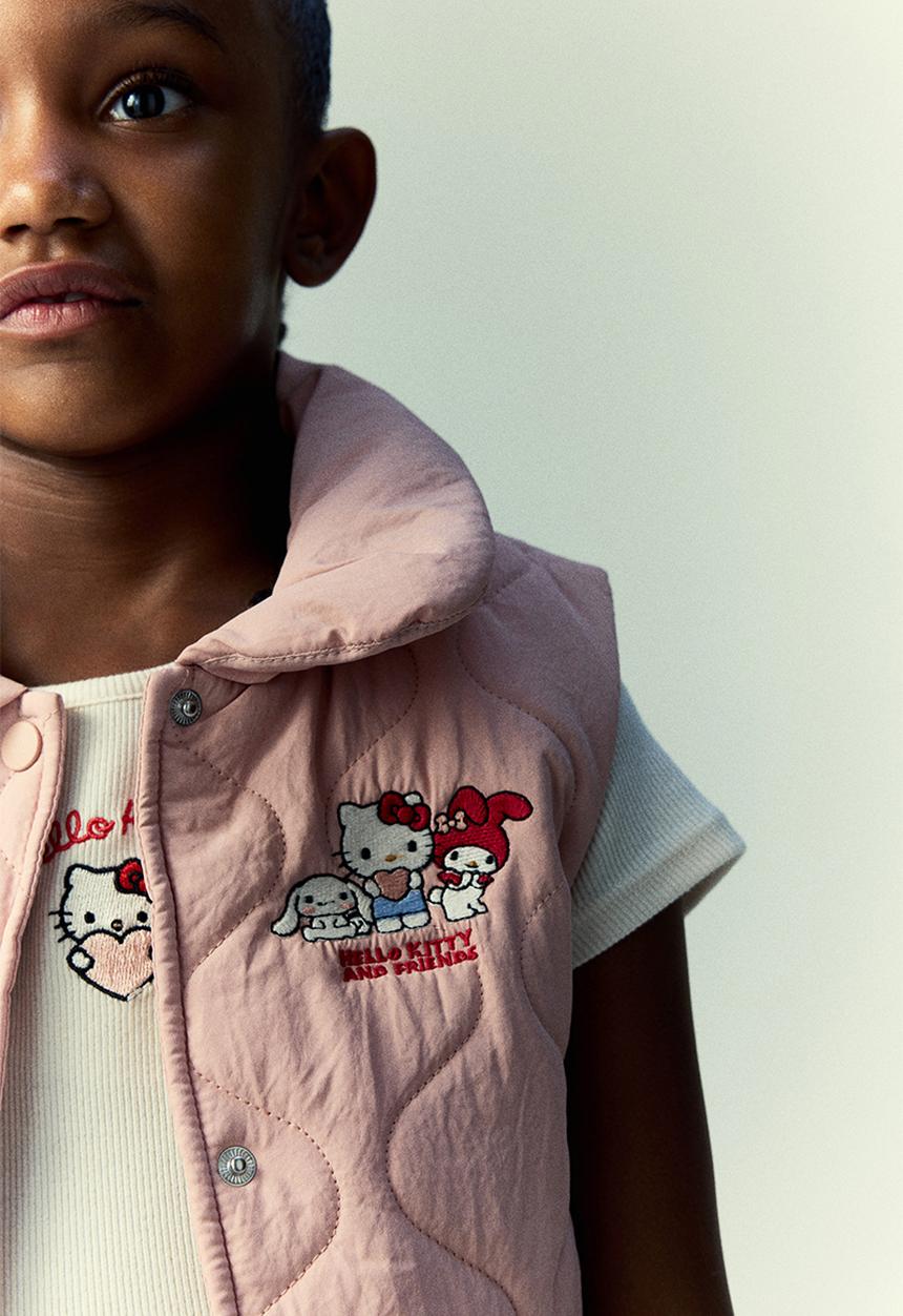 H&M - Quilted gilet - light pink hello kitty