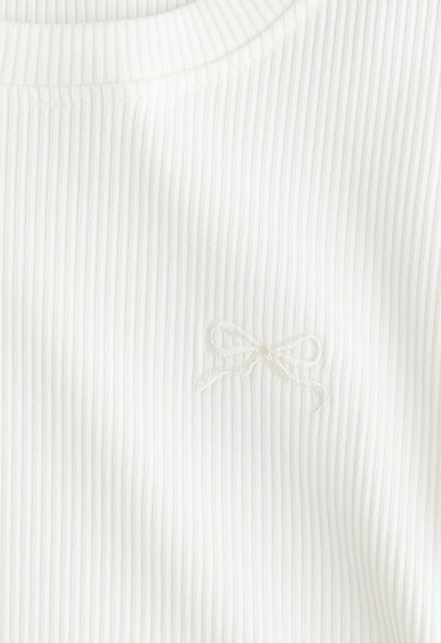 H&M - Ribbed flutter-sleeved top - white