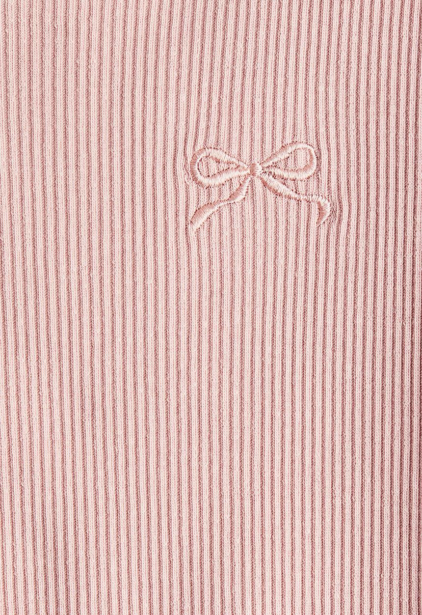 H&M - Ribbed flutter-sleeved top - light pink