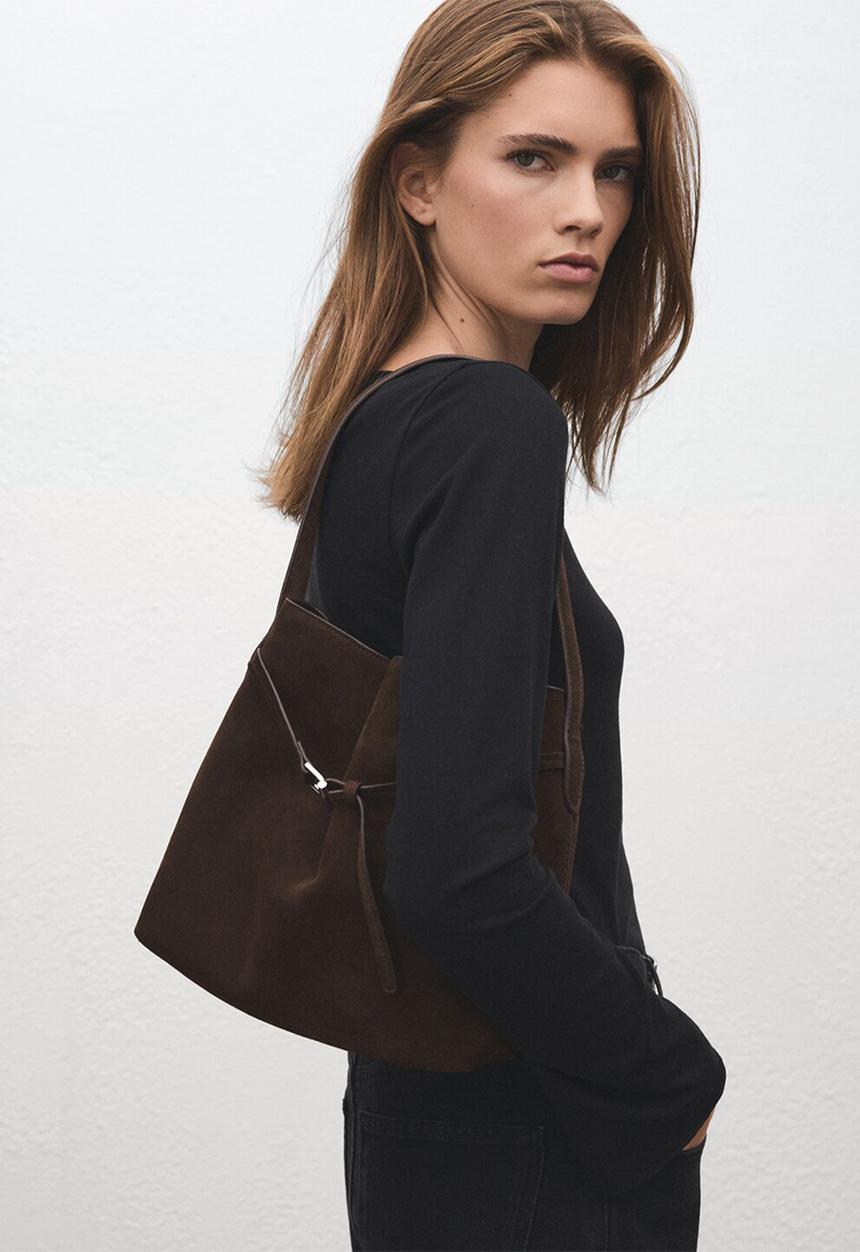 MANGO - Ruira bucket bag-dark brown