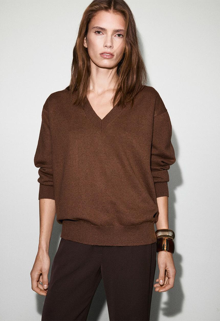 MANGO - Sweater festo - medium brown