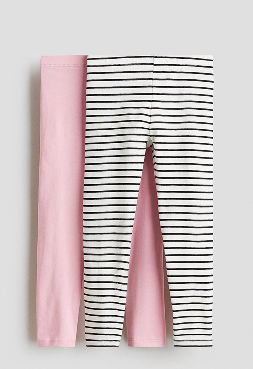 H&M - 2-pack leggings - pink/striped 