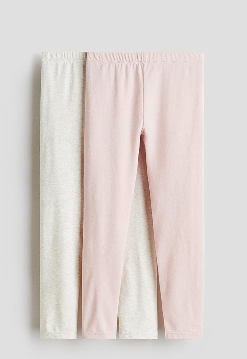 H&M - 2-pack leggings -  light pink/light grey marl