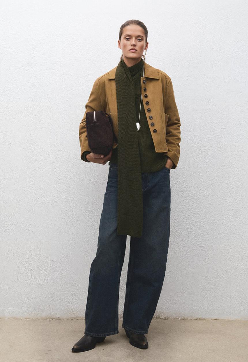 MANGO - Sweater scarfu - green