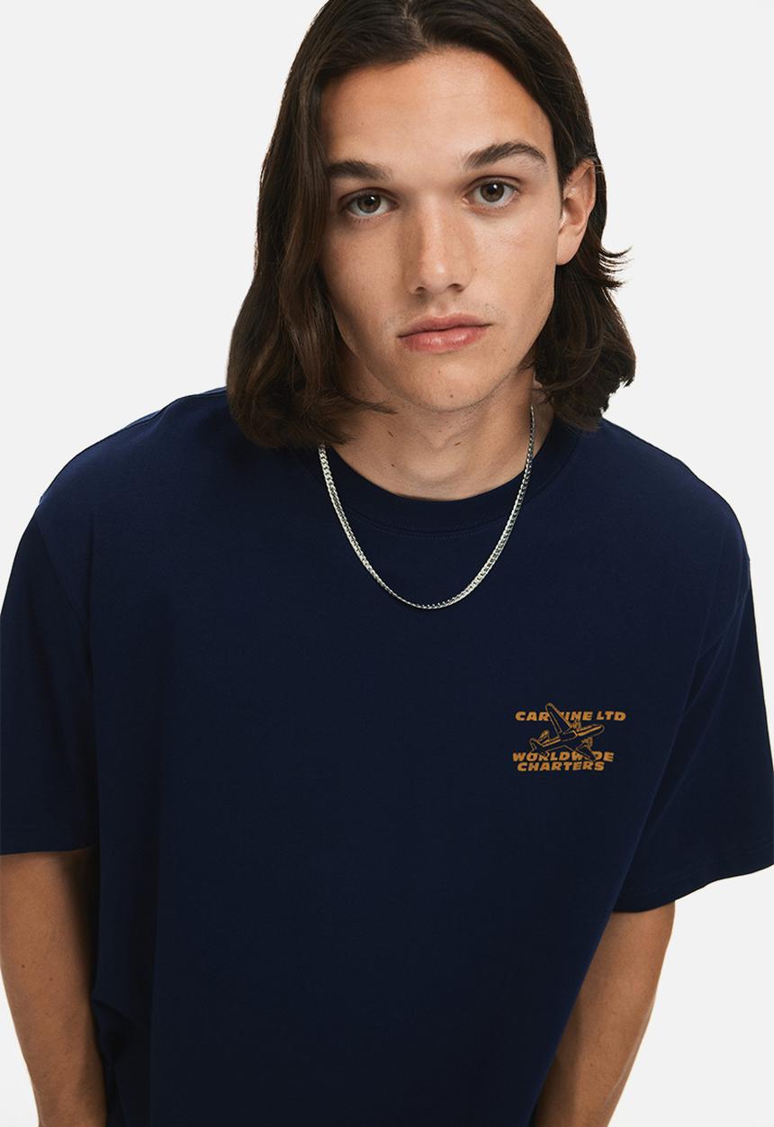 H&M - Loose fit printed T-shirt - navy blue carmine ltd