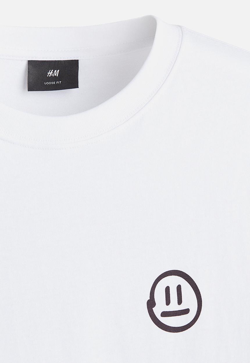 H&M - Loose fit printed T-shirt - white destined beyond 