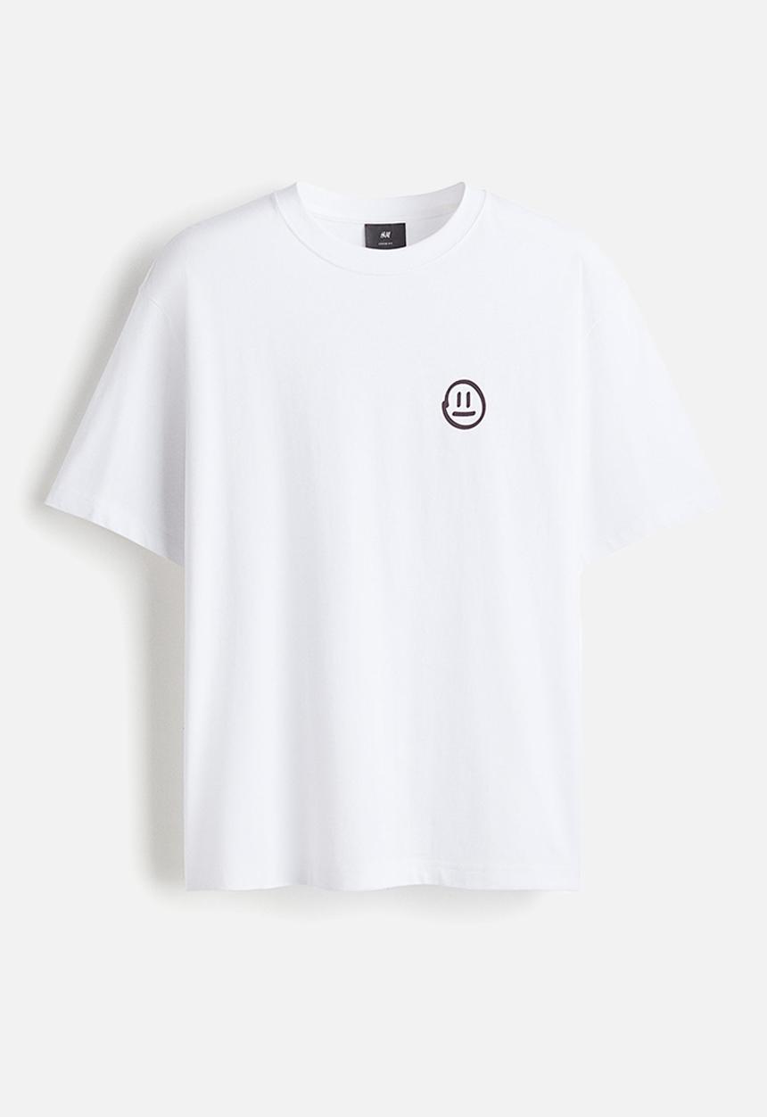 H&M - Loose fit printed T-shirt - white destined beyond 