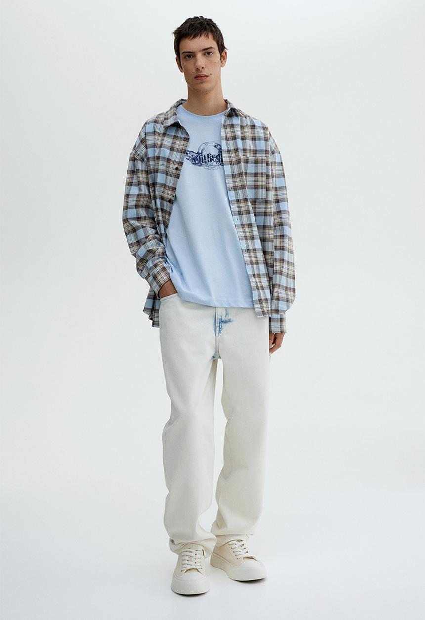 H&M - Loose fit printed T-shirt - light blue non redibit