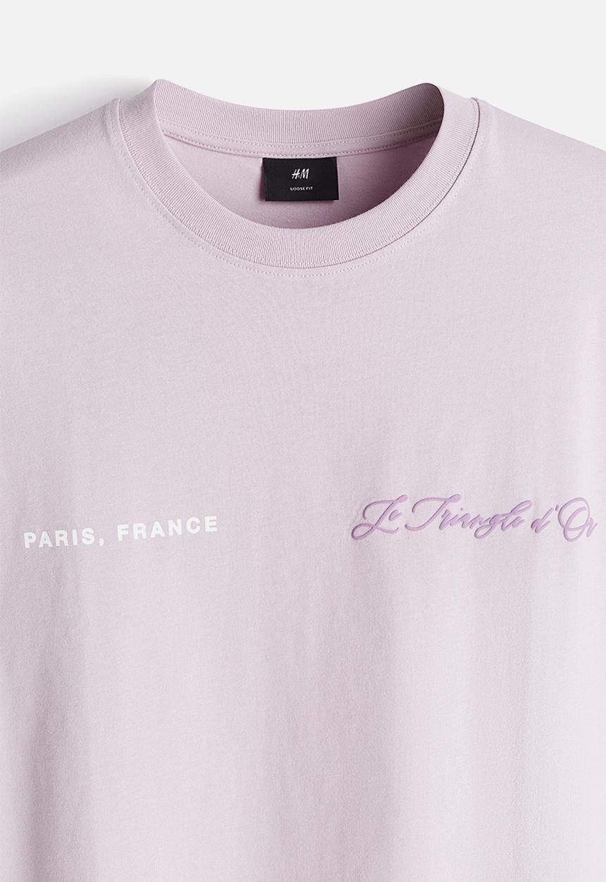 H&M - Loose fit printed T-shirt - pink le triangle d'or