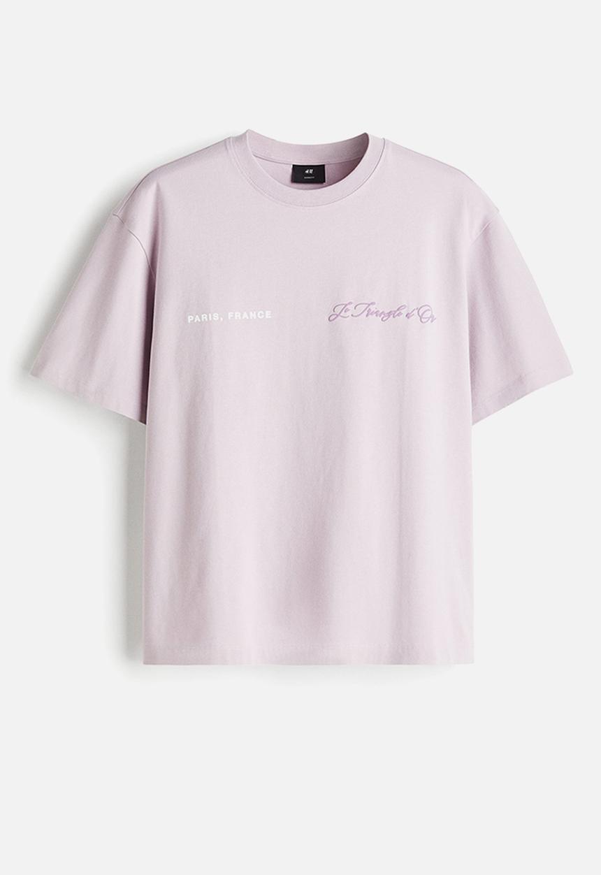 H&M - Loose fit printed T-shirt - pink le triangle d'or