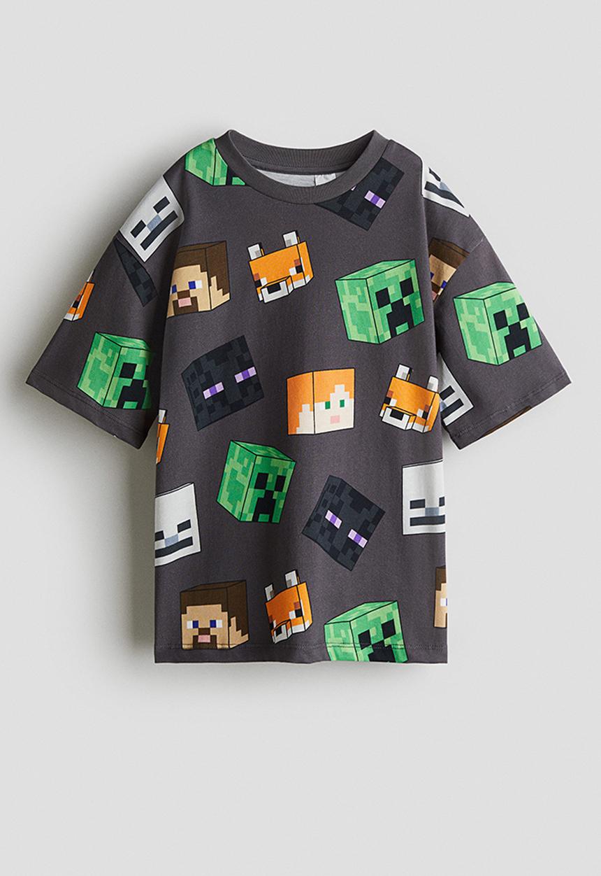 H&M - Oversized printed T-shirt - grey,multi