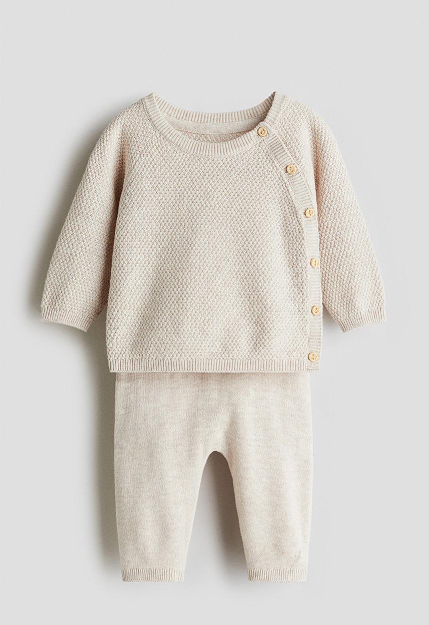 H&M - 2-piece cotton set -  light beige
