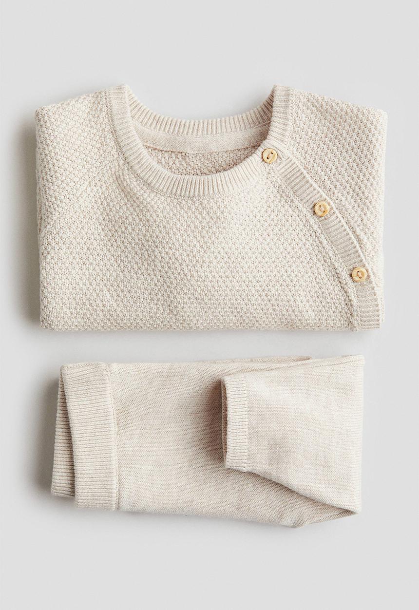 H&M - 2-piece cotton set -  light beige
