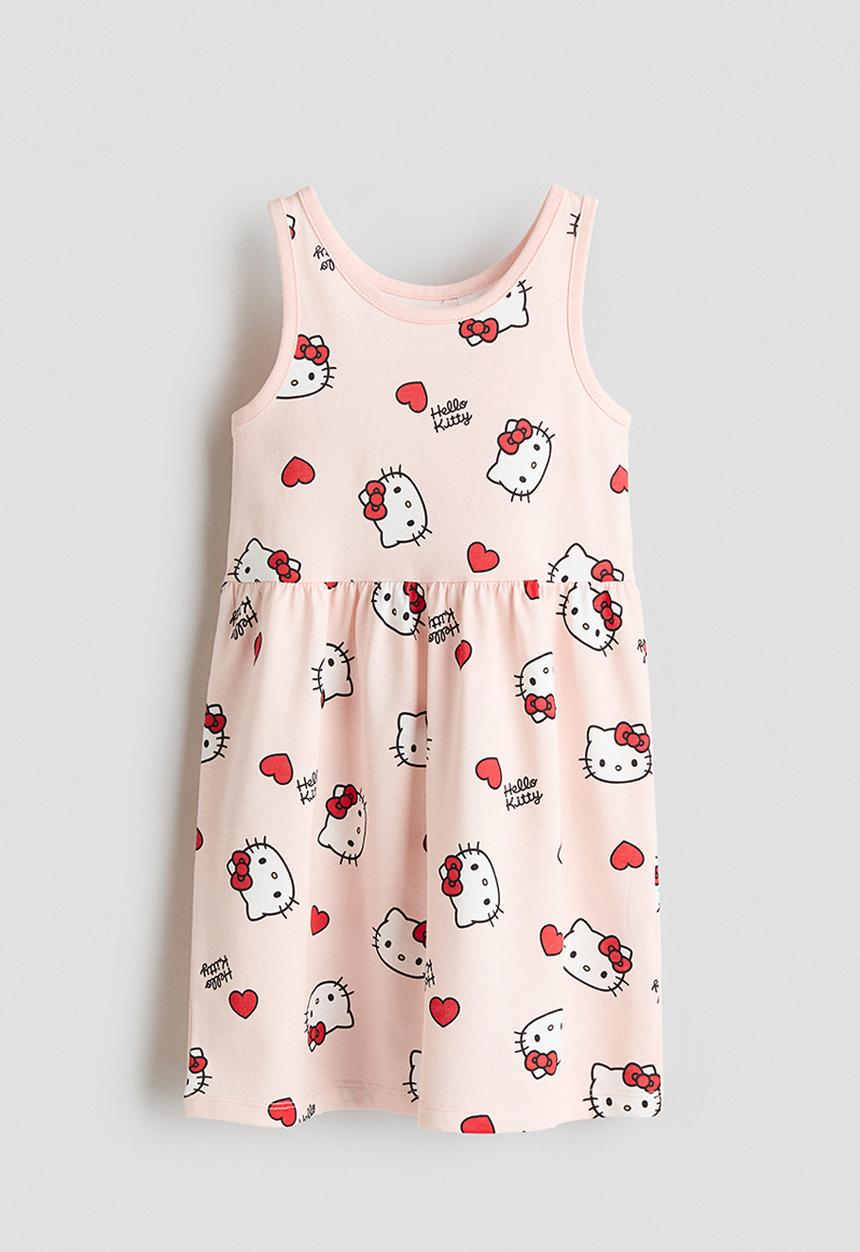 H&M - Printed cotton dress - light pink/hello kitty 