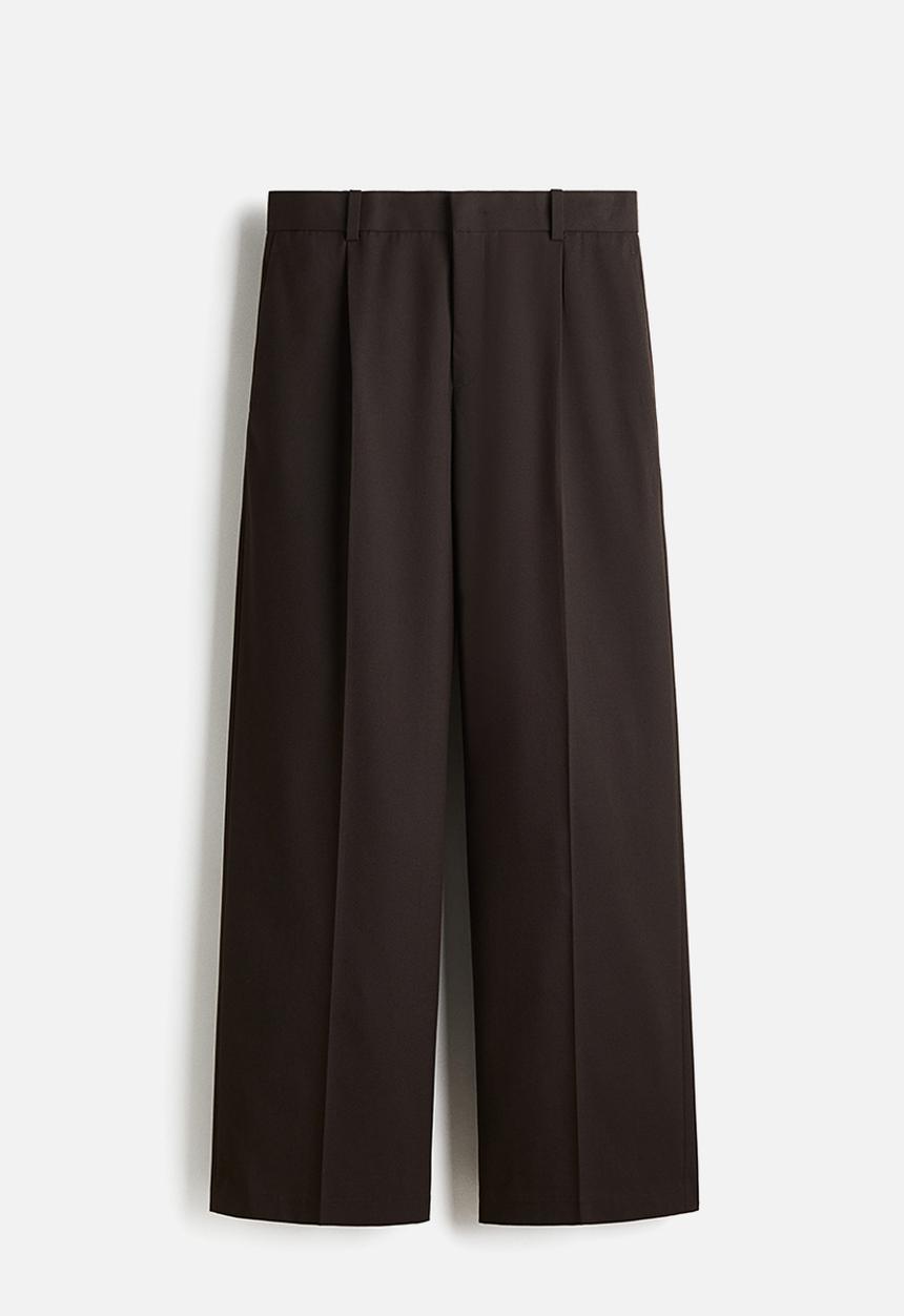 H&M - Loose fit tailored trousers - dark brown 