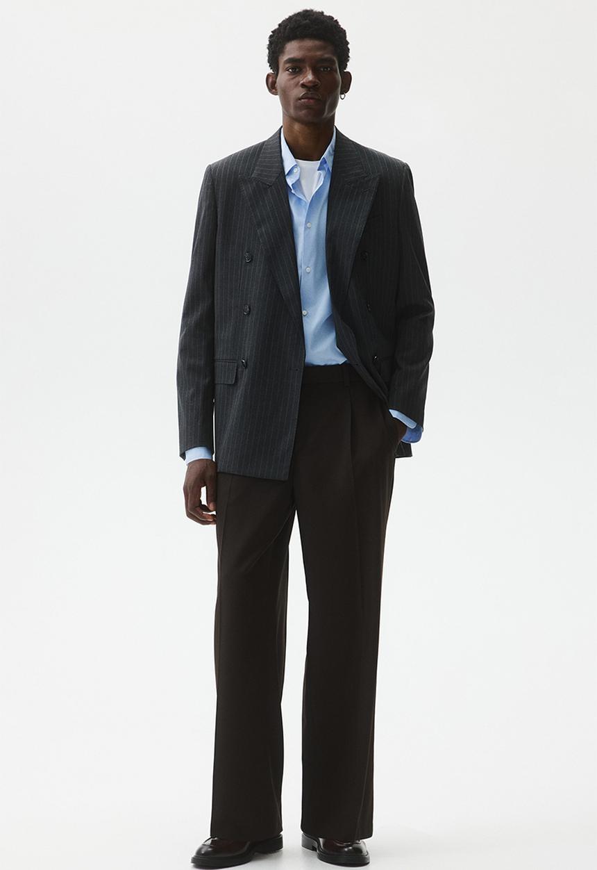 H&M - Loose fit tailored trousers - dark brown 