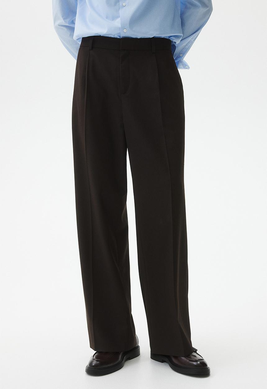 H&M - Loose fit tailored trousers - dark brown 