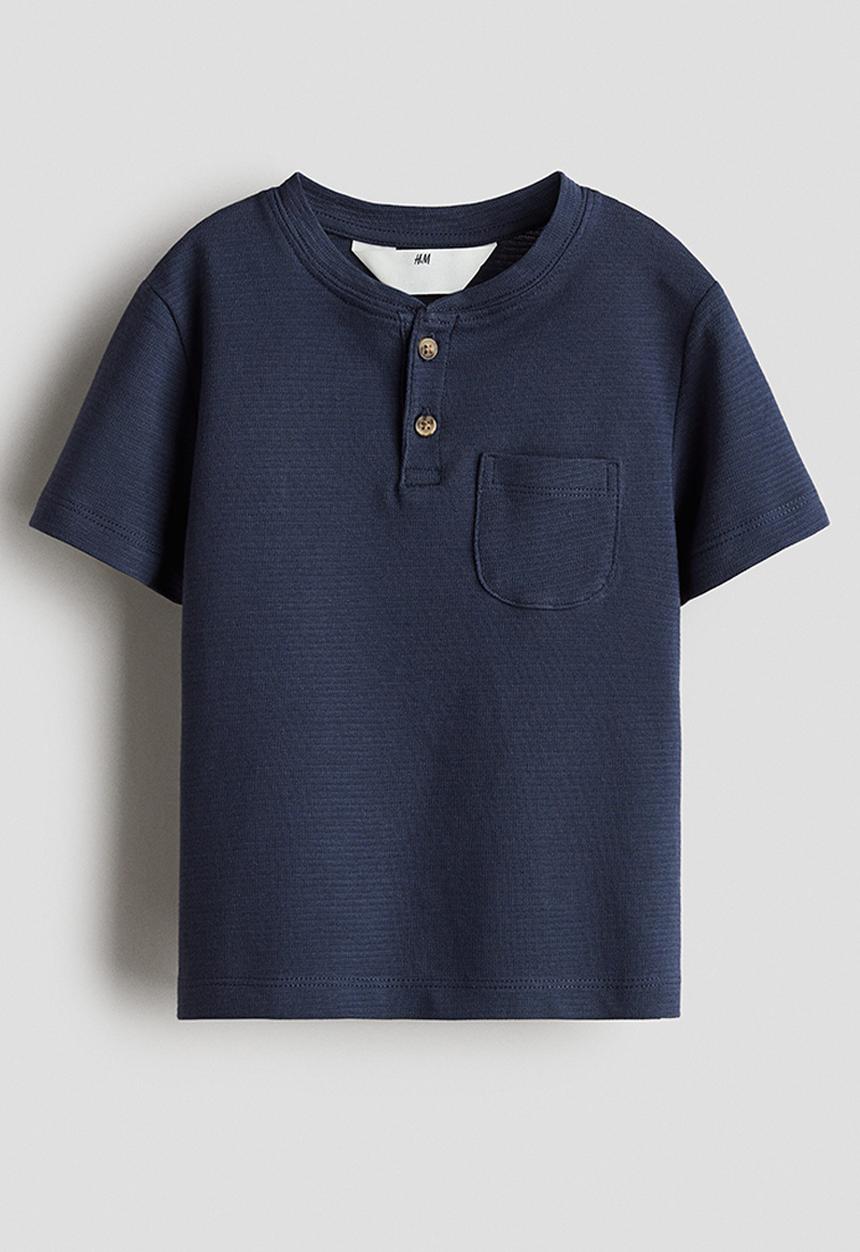 H&M - Cotton henley top - dark blue