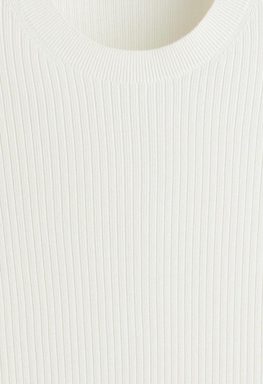 H&M - Slim fit rib-knit T-shirt - white