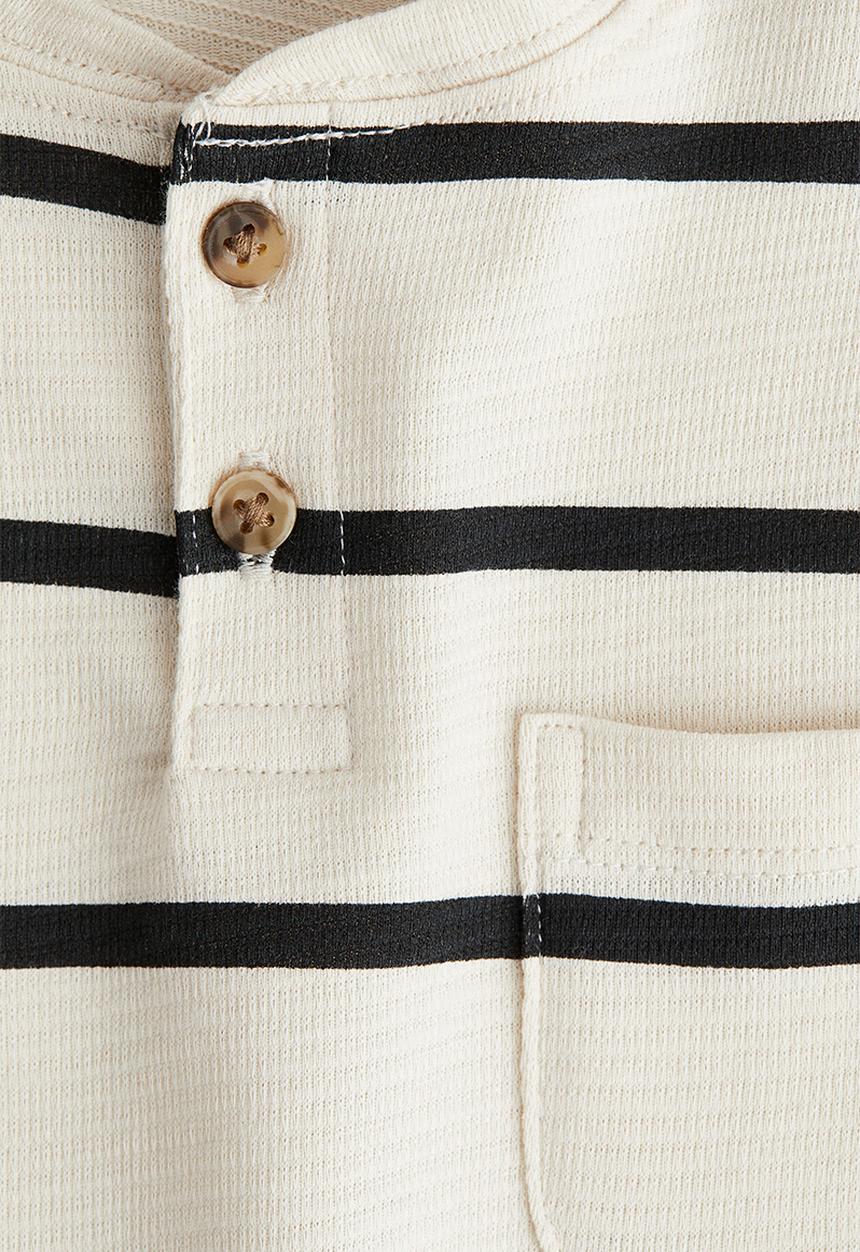 H&M - Cotton henley top - white & black striped 
