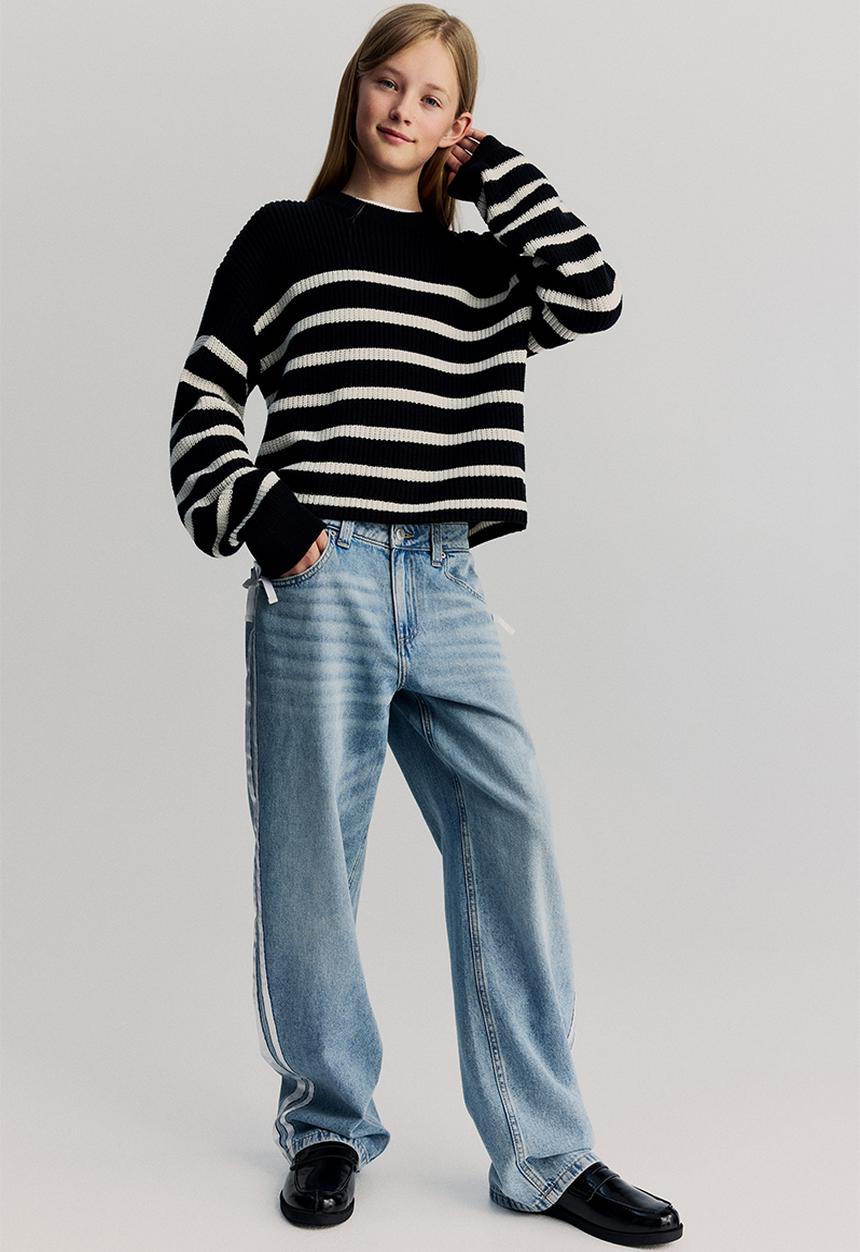 H&M - Cotton-blend jumper - black/striped 