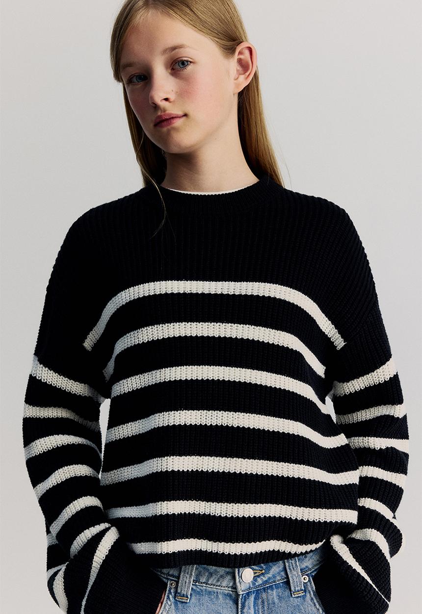 H&M - Cotton-blend jumper - black/striped 