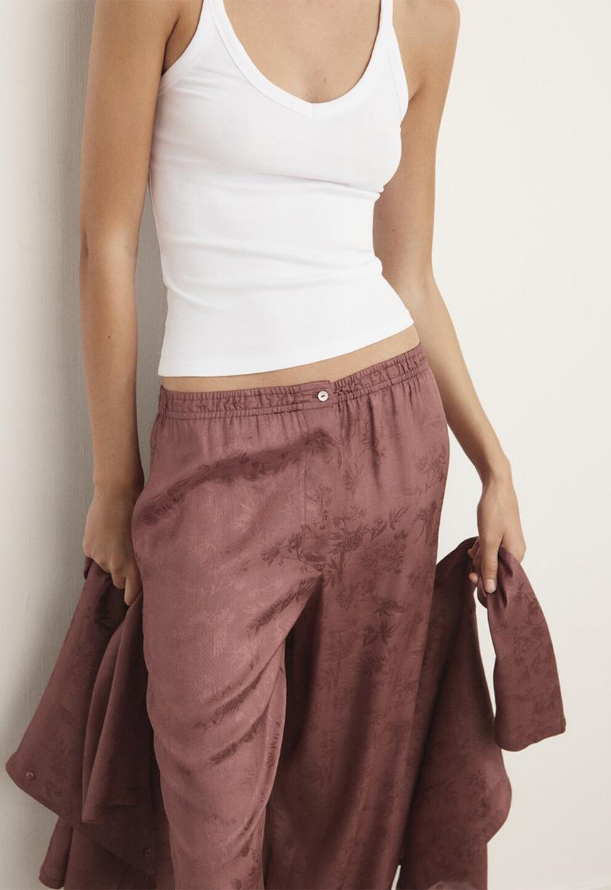 MANGO - Pyjama trouser quars- brown