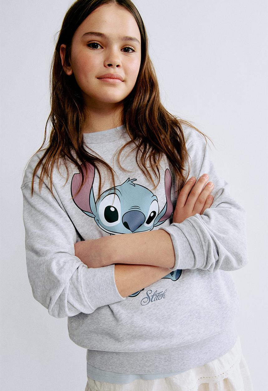 H&M - Printed sweatshirt - grey marl/lilo & stitch