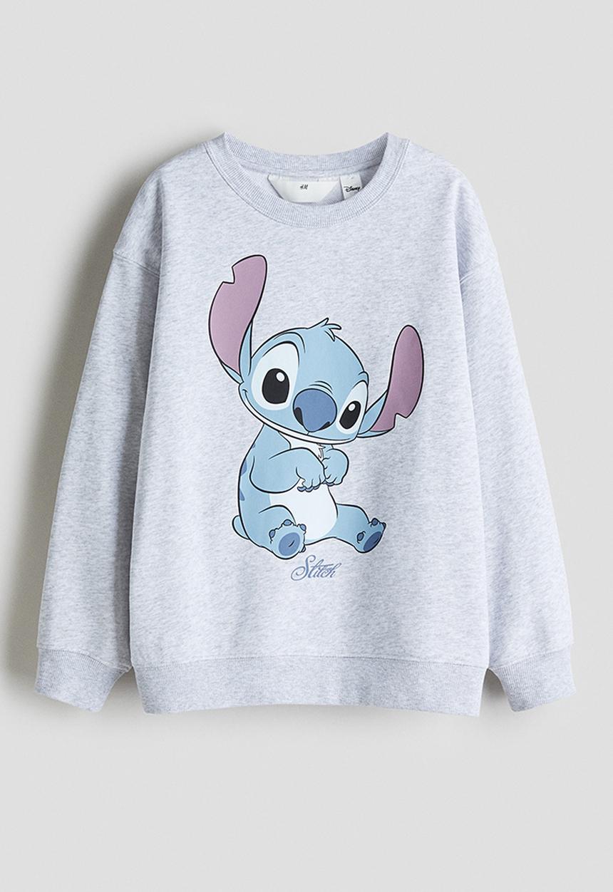 H&M - Printed sweatshirt - grey marl/lilo & stitch