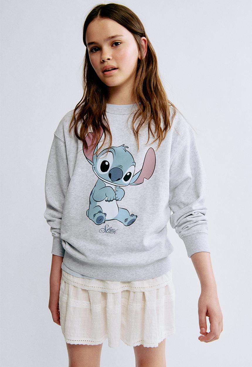 H&M - Printed sweatshirt - grey marl/lilo & stitch