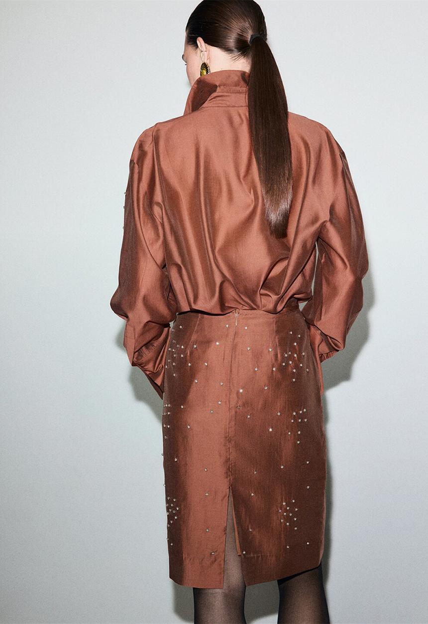MANGO - Shirt smokey - rust/copper