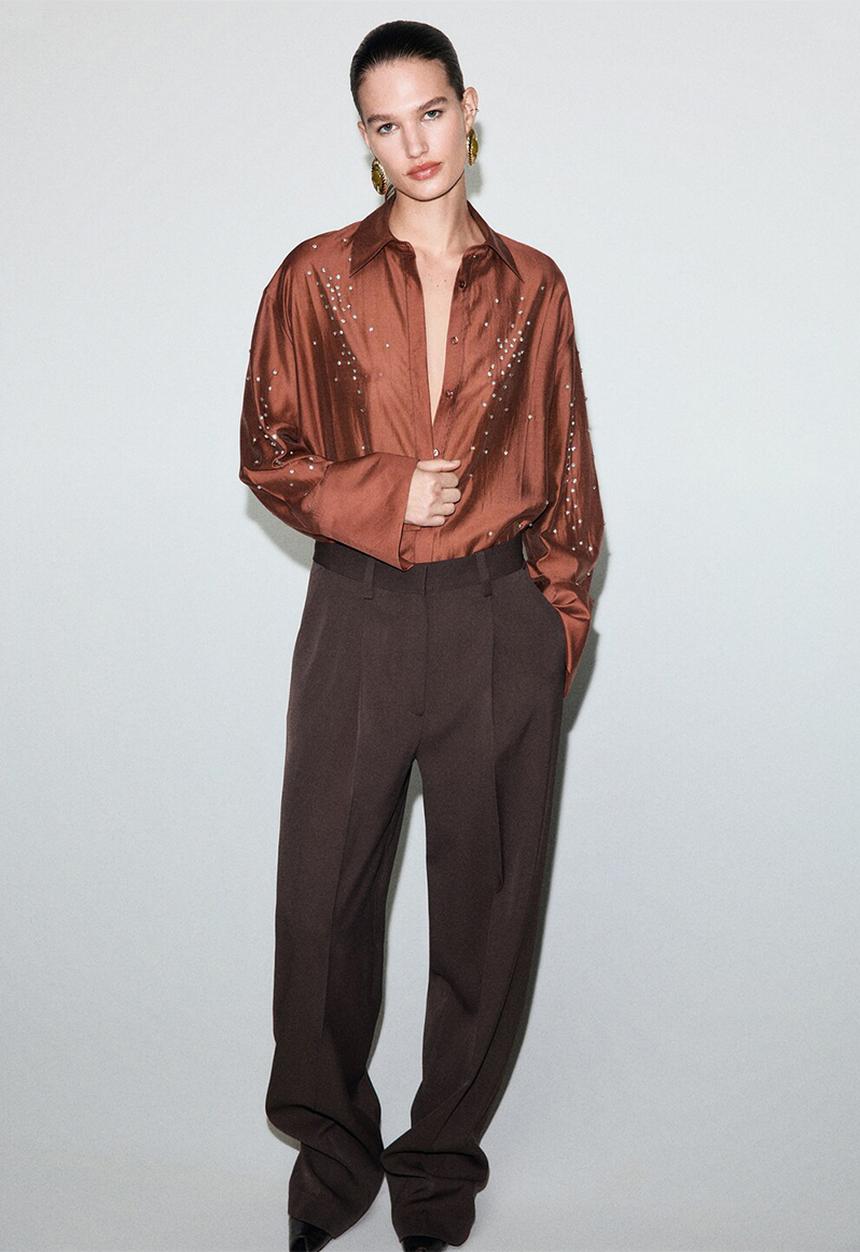 MANGO - Shirt smokey - rust/copper