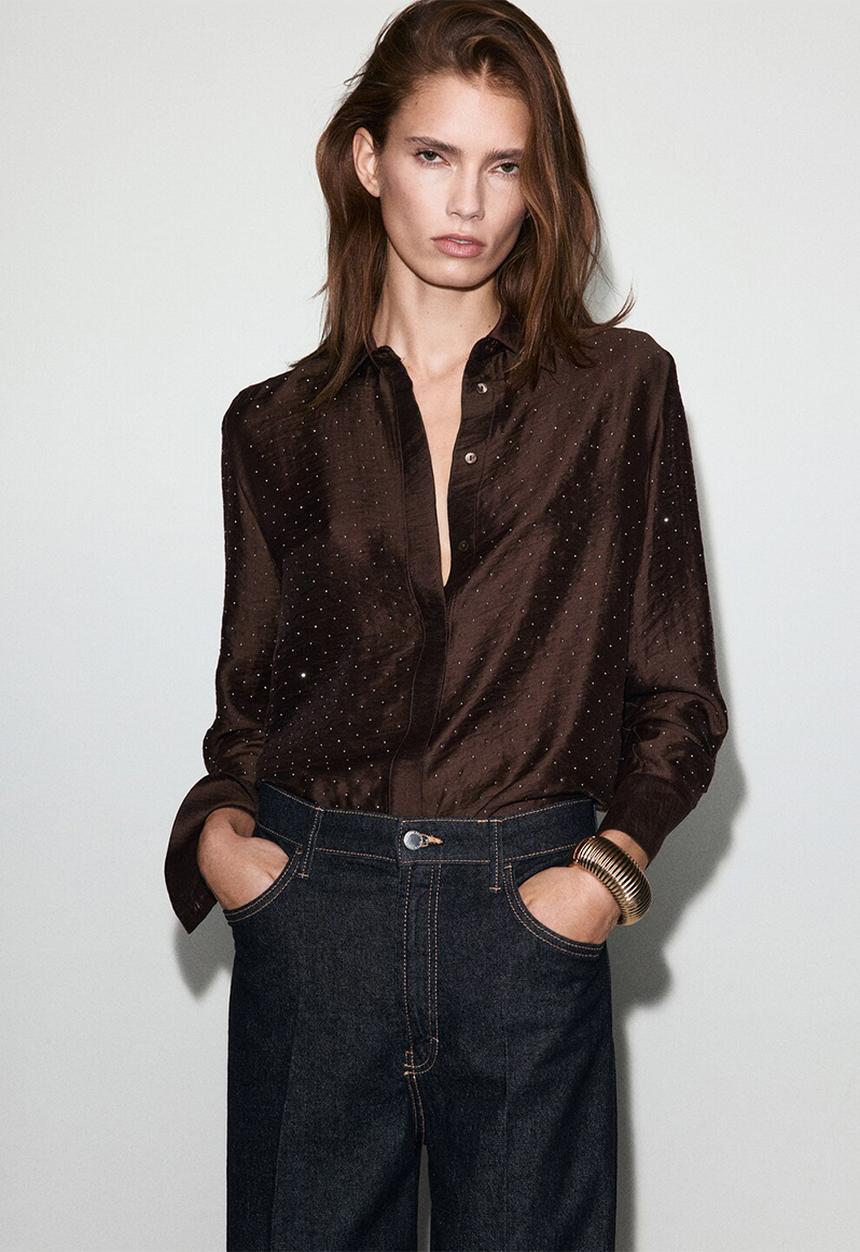 MANGO - Shirt romp - brown