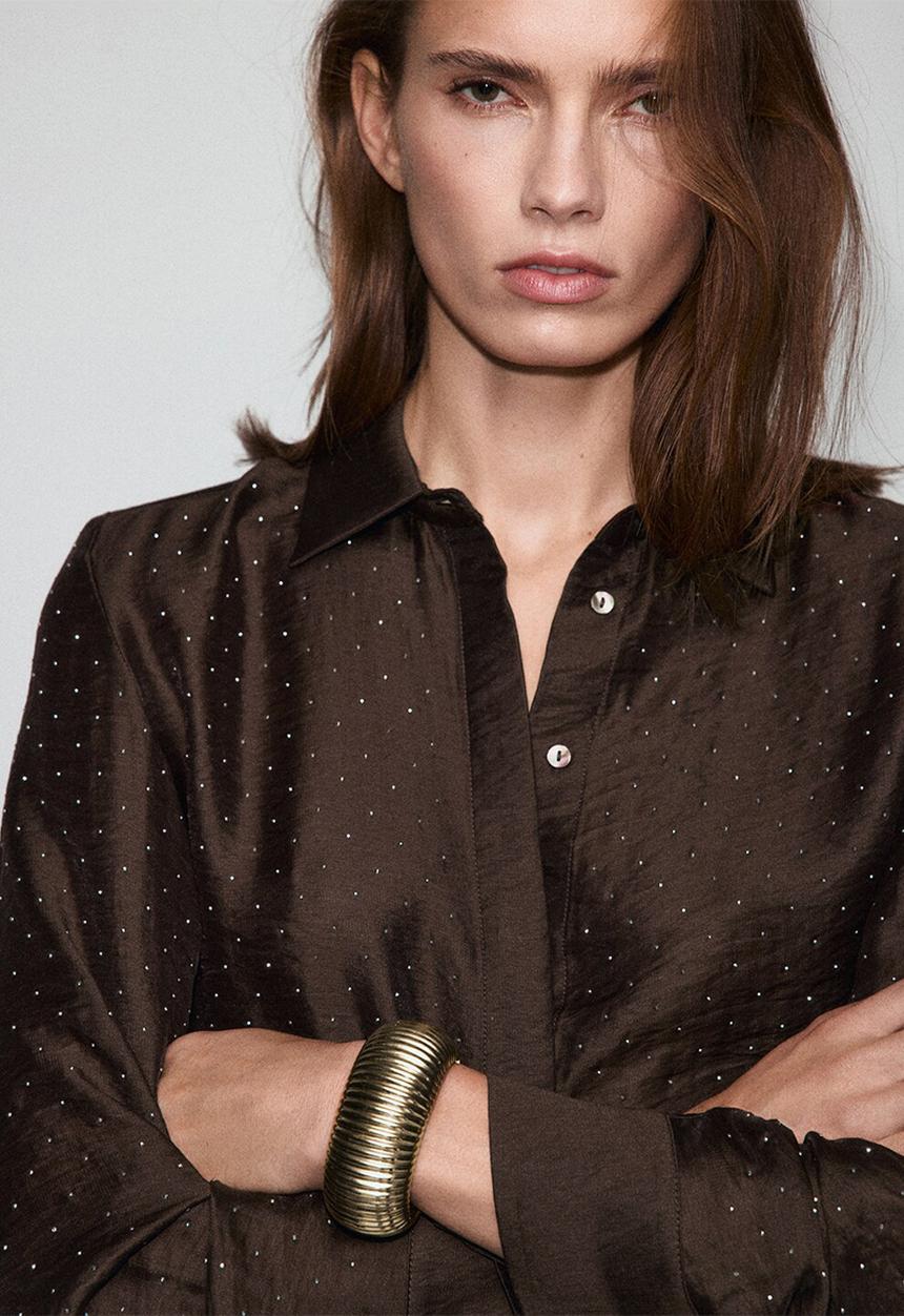 MANGO - Shirt romp - brown