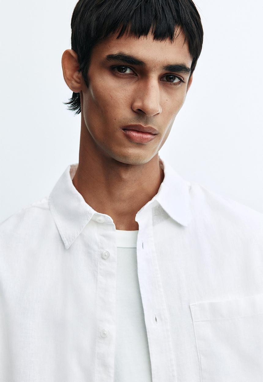 H&M - Regular fit linen-blend shirt - white