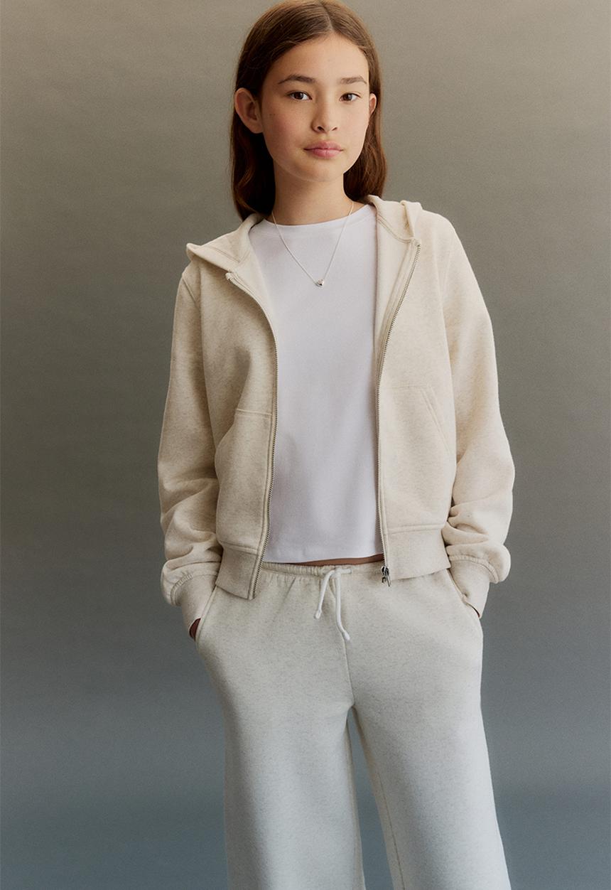 H&M - Brushed-inside joggers - light beige marl