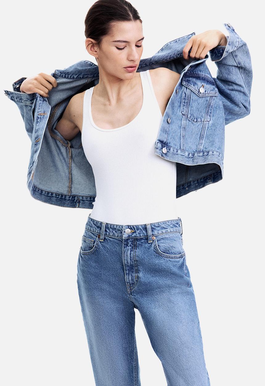 H&M - Mom slim fit high waist ankle jeans - denim blue