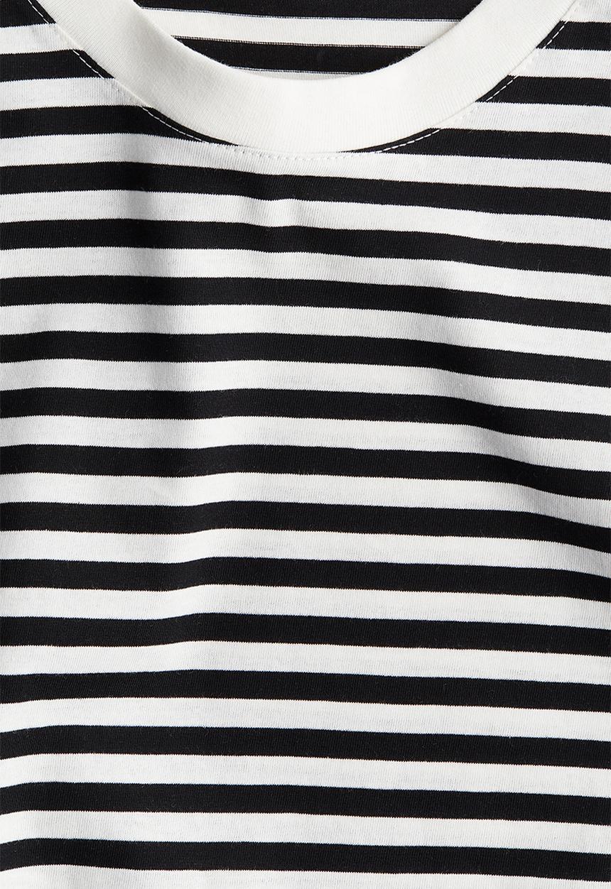 H&M - Cotton T-shirt - black & white striped 