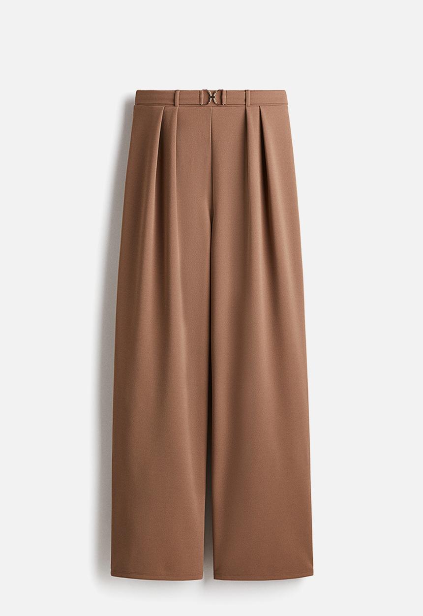 H&M - Buckle-detail tailored trousers - brown