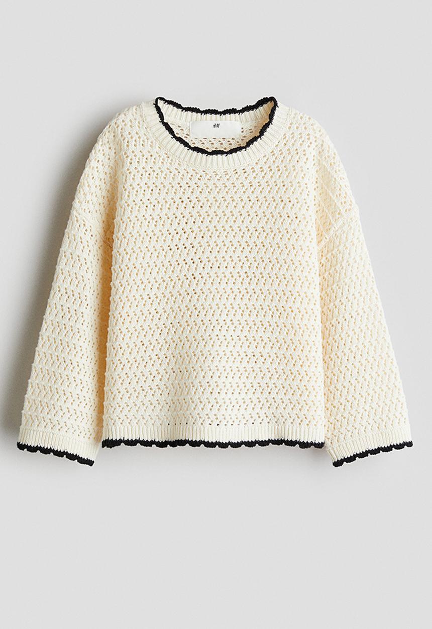 H&M - Hole-knit cotton jumper - cream 