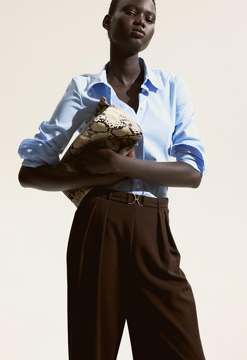 H&M - Buckle-detail tailored trousers - dark brown