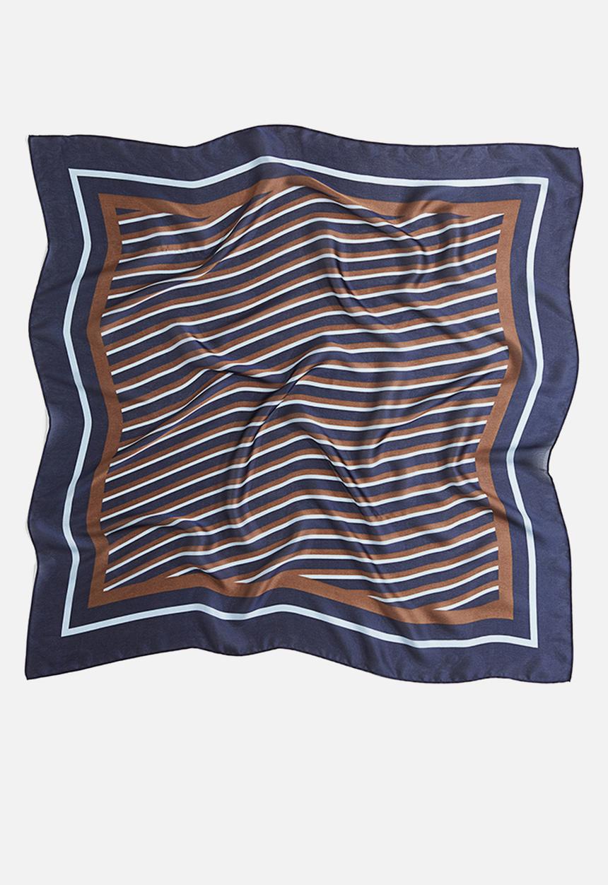 H&M - Patterned scarf - navy blue & brown striped