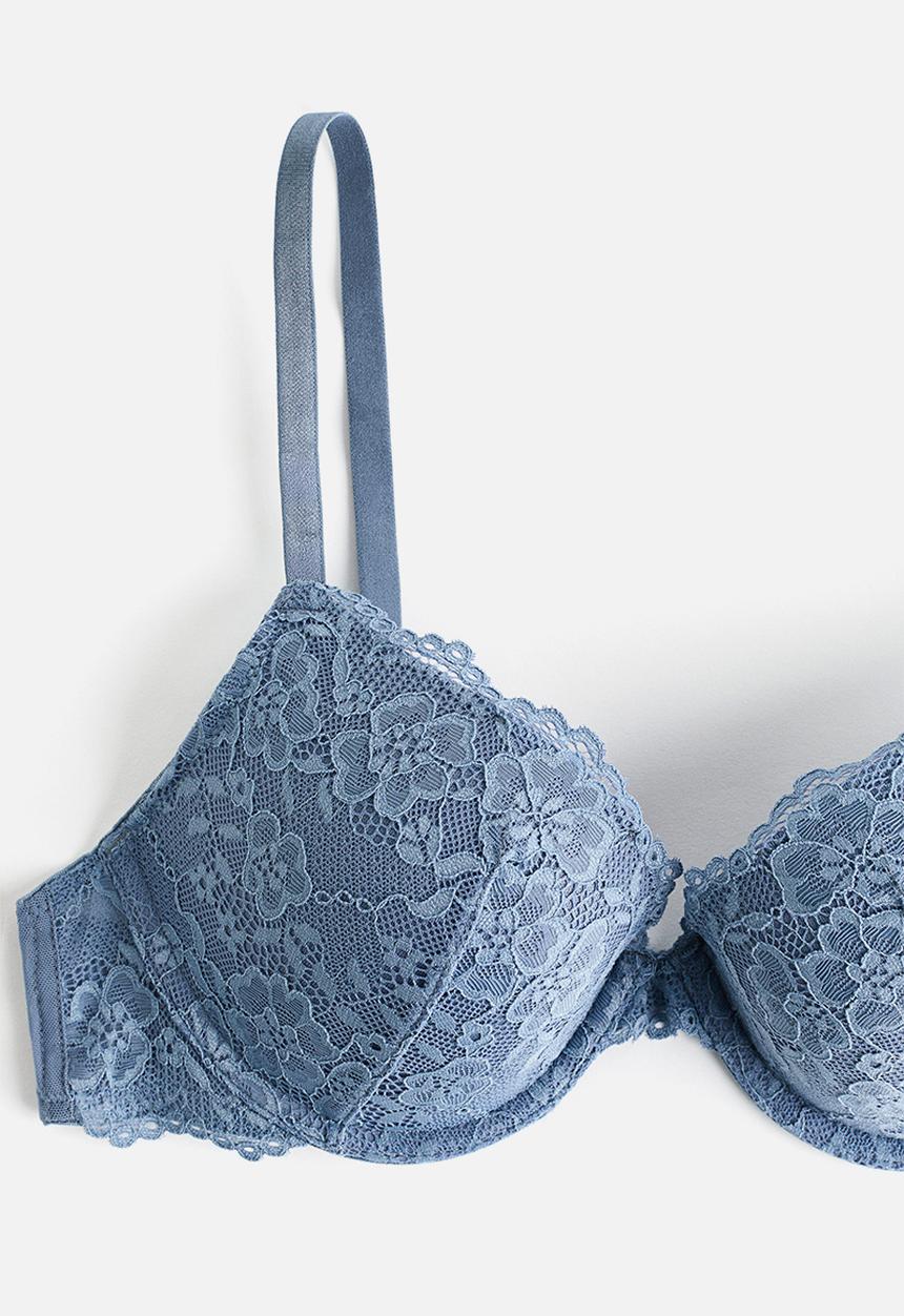 H&M - Lace push-up bra - pigeon blue