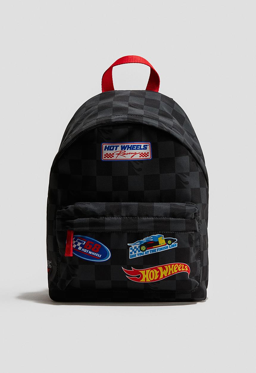 H&M - Printed backpack - black/hot wheels