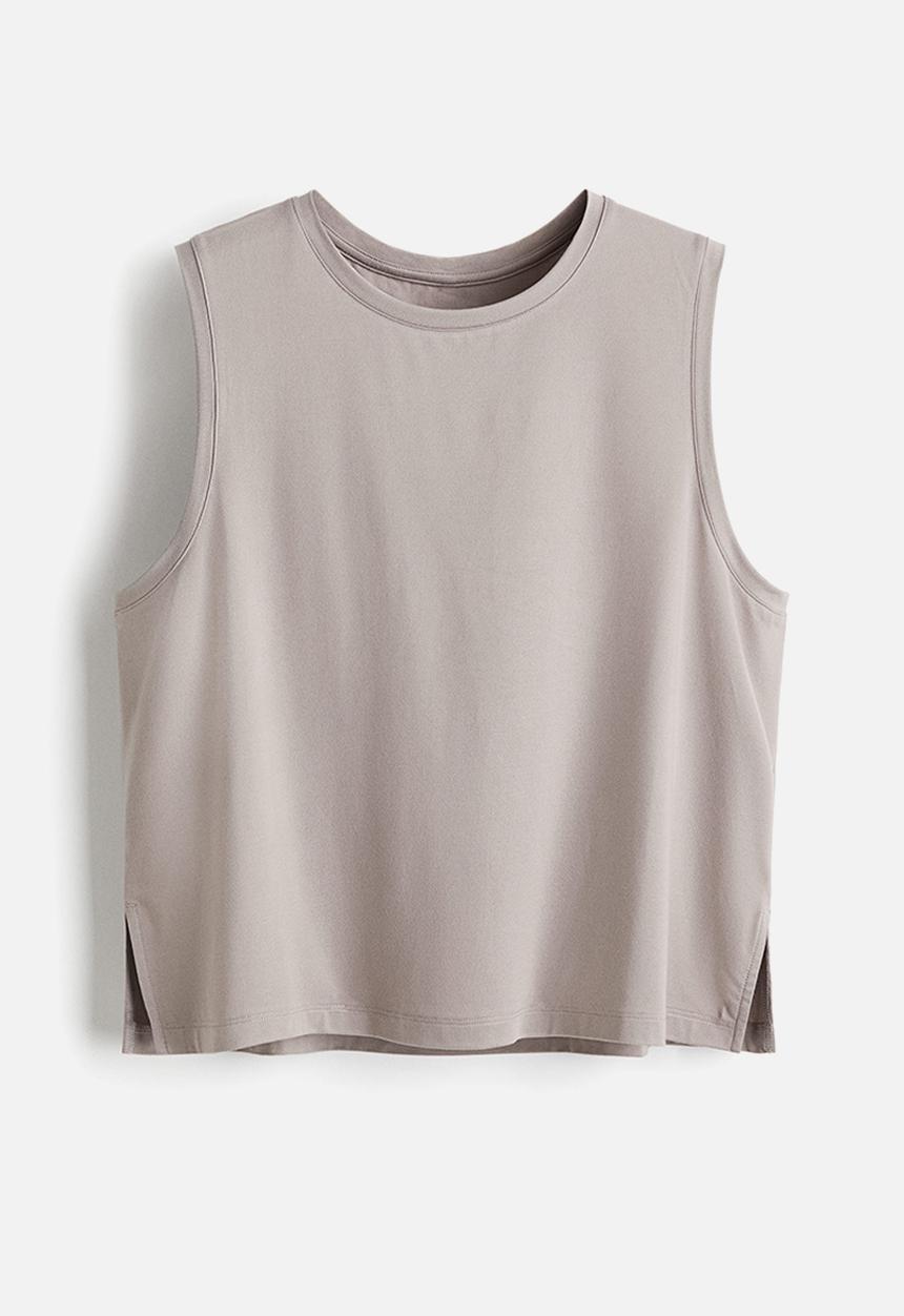 H&M - Boxy-style sports vest top with drymove™ - warm grey 