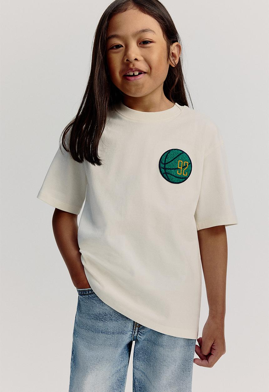 H&M - Printed cotton T-shirt - cream/basketballs