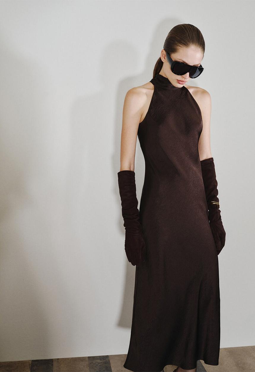 MANGO - Dress choco - dark brown