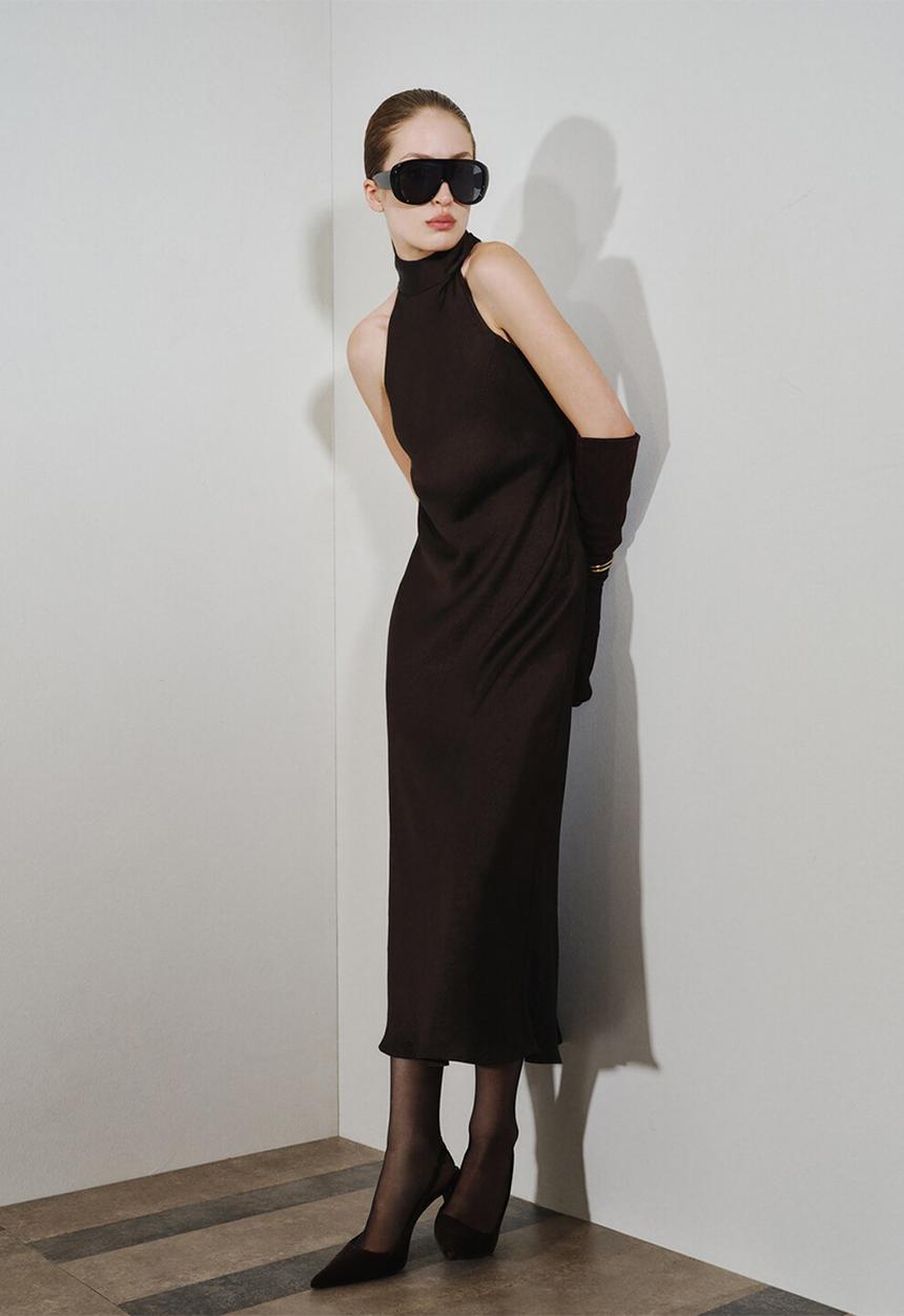 MANGO - Dress choco - dark brown