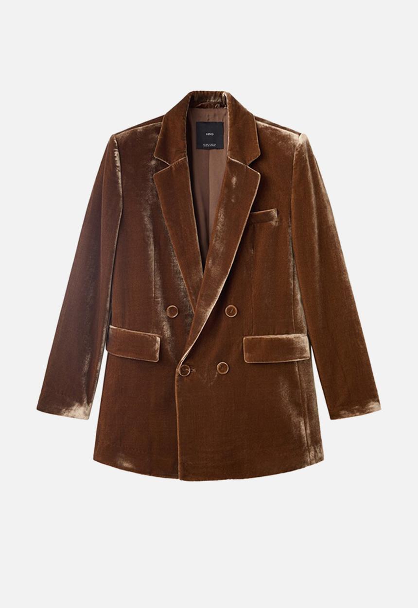 MANGO - Blazer velvet - dark brown